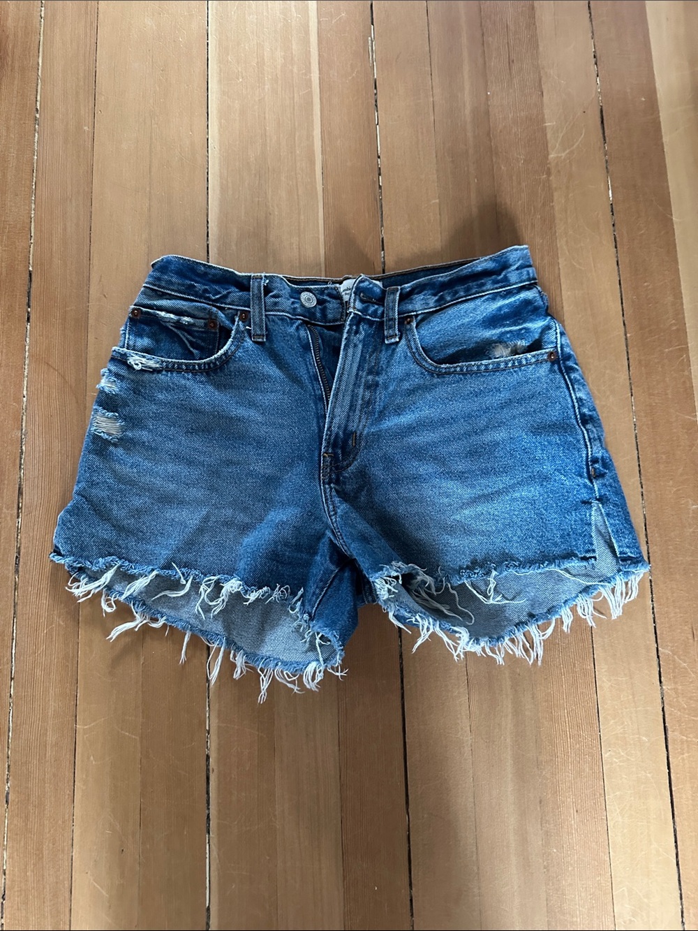Abercrombie & Fitch Distressed Blue Denim Cutoff Shorts